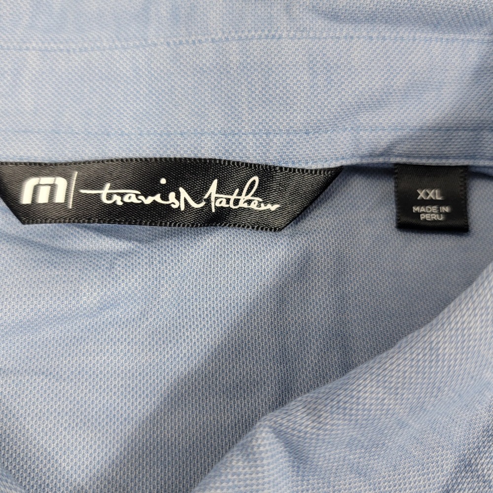 Travis Mathew Mens Light Blue Polo Shirt Short Sleeve Golf Casual Size XXL - Picture 2 of 6